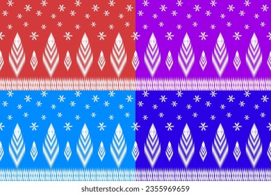 Creative Christmas ikat vector design collection. Design for fabric ,background, clothing, fashion, carpet ,wrapping and all home decorations. Illustration style.
