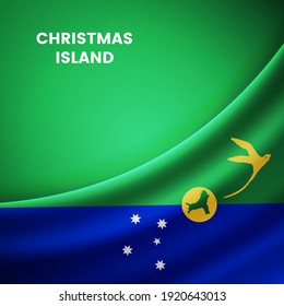 Creative Christmas Island flag on fabric texture. Vintage style national day background