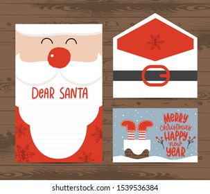 Creative Christmas Letter And Envelope Template. Dear Santa.