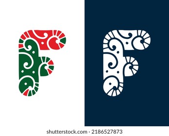 Creative Christmas Letter F Logo Designs. It will be suitable for which company or brand name start those letter.