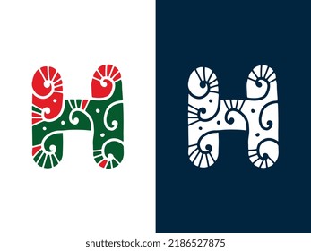 Creative Christmas Letter H Logo Designs. It will be suitable for which company or brand name start those letter.
