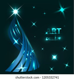Creative Christmas, New Year tree. Design template. Snowflakes, highlights. Vector illustration.