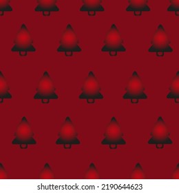 Creative christmas pattern with red neon christmas tree on red background. Seamless christmas vector illustration with spruce on red backdrop. New year concept. Christmas wrapping paper.