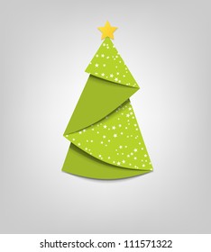 Creative Christmas Tree Card. Vector Origami