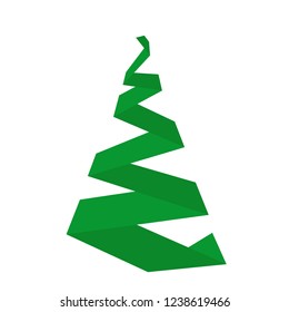 Creative Christmas tree card. Vector origami