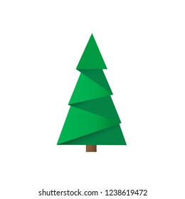 Creative Christmas tree card. Vector origami