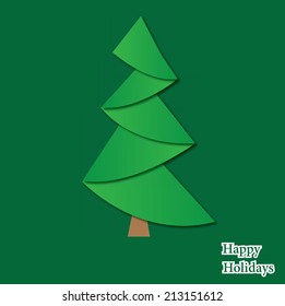 Creative Christmas tree card. Vector origami