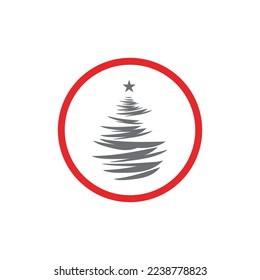 árbol de Navidad creativo Árbol de cedro con diseño de ilustración de icono de vector de estrella