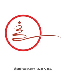 creative Christmas tree Cedar tree with star vector icon illustration design