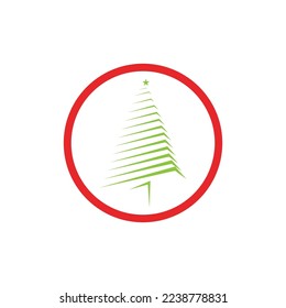 creative Christmas tree Cedar tree with star vector icon illustration design