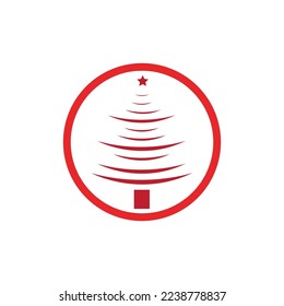 creative Christmas tree Cedar tree with star vector icon illustration design