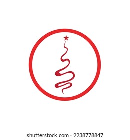 creative Christmas tree Cedar tree with star vector icon illustration design