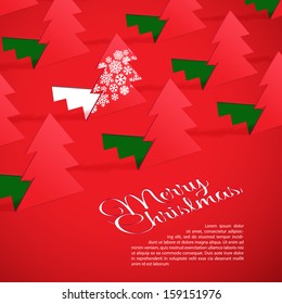 Creative Christmas tree formed from cut out paper. 