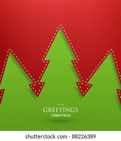 Creative Christmas tree formed from paper. Vector Illustration.