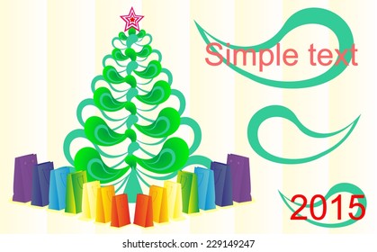 Creative Christmas tree with gift packages painted in the colors of the rainbow