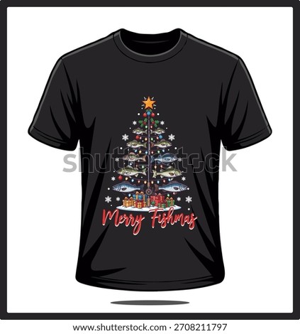 Creative Christmas tree made entirely of colorful fish with star topper. Perfect for fishing lovers and holiday humor fans.