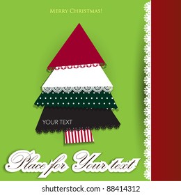 Creative  Christmas tree made from pieces of colorful paper. Vector Illustration.