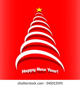 Creative Christmas tree on decorative red background. Happy New Year.