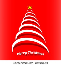 Creative Christmas tree on decorative red background. Merry Christmas.