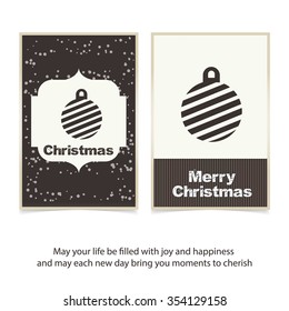Creative Christmas typography vintage Vector background, Vintage card with Christmas balls. vector illustration