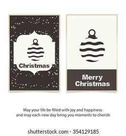 Creative Christmas typography vintage Vector background, Vintage card with Christmas balls. vector illustration
