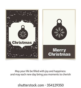 Creative Christmas typography vintage Vector background, Vintage card with Christmas balls. vector illustration