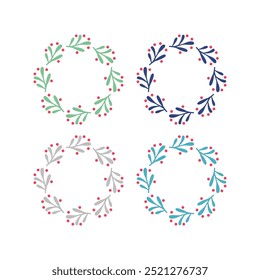 CREATIVE CHRISTMAS WREATH COLLECTION ISOLATED ON WHITE VECTOR