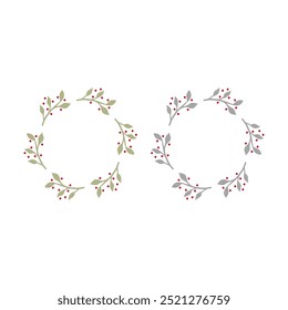 CREATIVE CHRISTMAS WREATH COLLECTION ISOLATED ON WHITE VECTOR