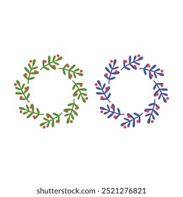 COLEÇÃO DE COROA DE NATAL CREATIVE ISOLADA NO VETOR BRANCO