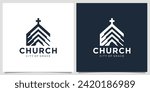 creative church logo template with geometric build shape design concept.