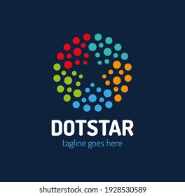 Creative circel or dots star logotype. Star in negative space vector logotype