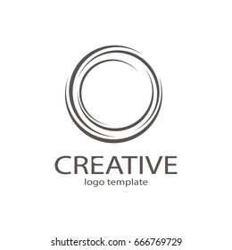 Creative circle black logo symbol web geometric icon. Decorative modern design art emblem banner vector on isolated white background