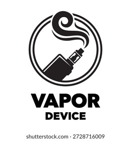 Logotipo preto círculo criativo do dispositivo de vapor