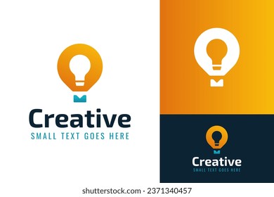 Creative Circle Bulb Lamp Idea Innovation Smart Thinking Round Bow Tie Logo Design Branding Template