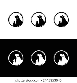 Creative circle cat and dog animal logo design 