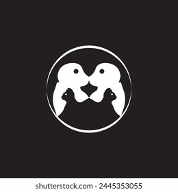 Diseño creativo del logotipo del animal del gato y del perro del círculo 