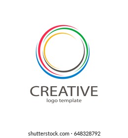 Creative Circle Colorful Logo Symbol Web Geometric Icon. Decorative Modern Design Art Emblem Banner Vector On Isolated White Background