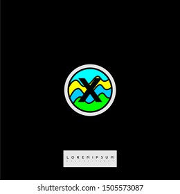 creative circle colorful world abstract X logo letter design concept suitable for business, technology, science, and education symbol.