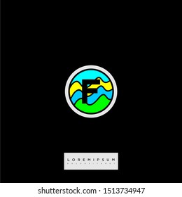 creative circle colorful world abstract F logo letter design concept suitable for business, technology, science, and education symbol.