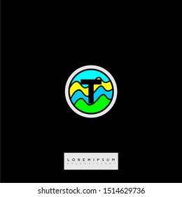 creative circle colorful world abstract T logo letter design concept suitable for business, technology, science, and education symbol.