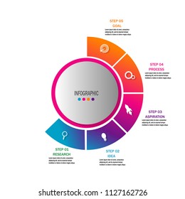 Creative Circle data chart template Web Modern creative element infographic,data timeline,template,element.diagram.chart data.workflow.marketing.processes option.isolated on white background.vector