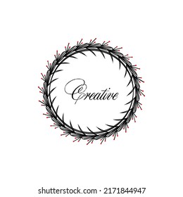 A creative circle flower frame logo featuring artistic and stylized floral patterns arranged in a balanced circular shape. Perfect for creative agencies, art studios, boutique brands, event planners