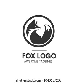 Creative circle fox logo vector, Round Fox Logo Template