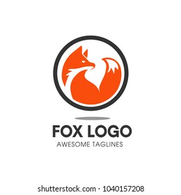 Creative circle fox logo vector, Round Fox Logo Template