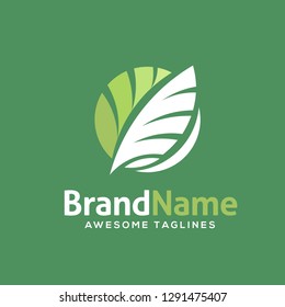 creative circle green leaf ecology nature element vector icon