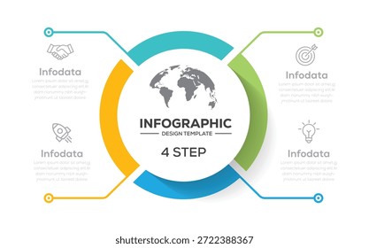 Creative circle Infographic element design with marketing icons. Business concept with 4 options, steps, sections. Vector Illustration.
