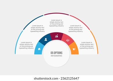 Creative Circle Infographic Template Design with 5 Steps Options