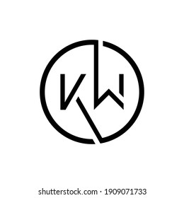 Creative Circle KW Minimal, Flat Logo Design Vector Illustration Template