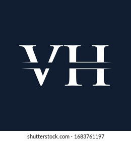 Creative Circle Letter VH Logo Vector White Color Template With Black Background. Initial VH Logo Design