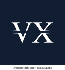 Creative Circle Letter VX Logo Vector White Color Template With Black Background. Initial VX Logo Design